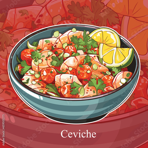 Realistic Vector Illustration of Ceviche