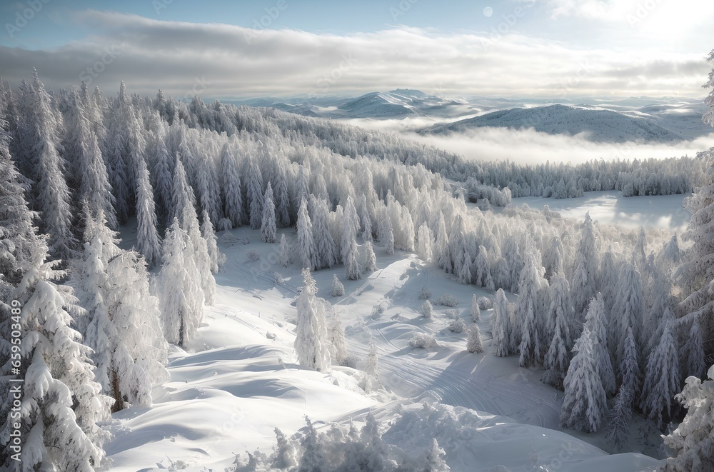 Snow Mountain in the winter with cold frost Glacier and blue sky, frozen lake and snowflake on pine in alps mount Snow Mountain in the winter with cold frost Glacier and blue sky, frozen lake and snowflake on pine in alps mount