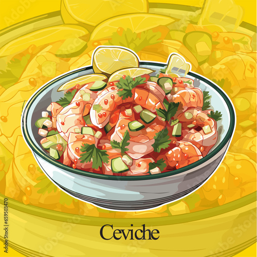 Realistic Vector Illustration of Ceviche