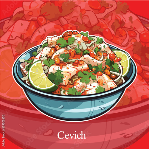 Realistic Vector Illustration of Ceviche