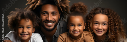 Black skin people father and daughters