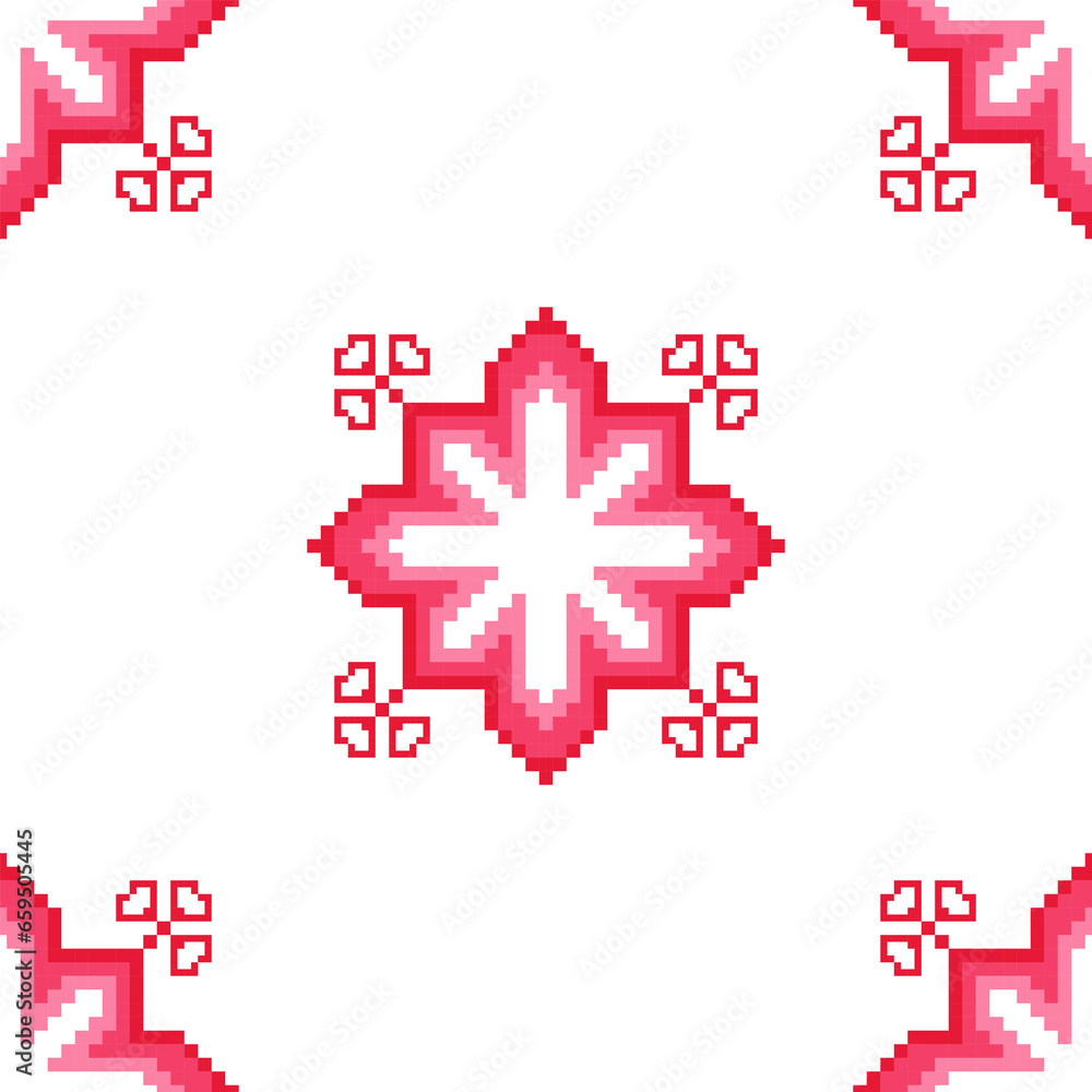 Fototapeta premium Beautiful pink flower fabric pattern, Indian embroidery.