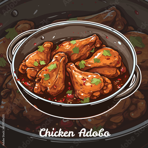 Realistic Vector Illustration of Chicken Adobo