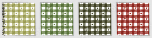 Swahili checkered seamless ornament collection. Cute shepherd checkered plaid fabric