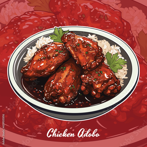 Realistic Vector Illustration of Chicken Adobo