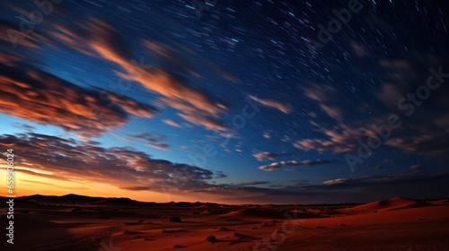 Amazing views of the Sahara desert under the night starry sky © sirisakboakaew