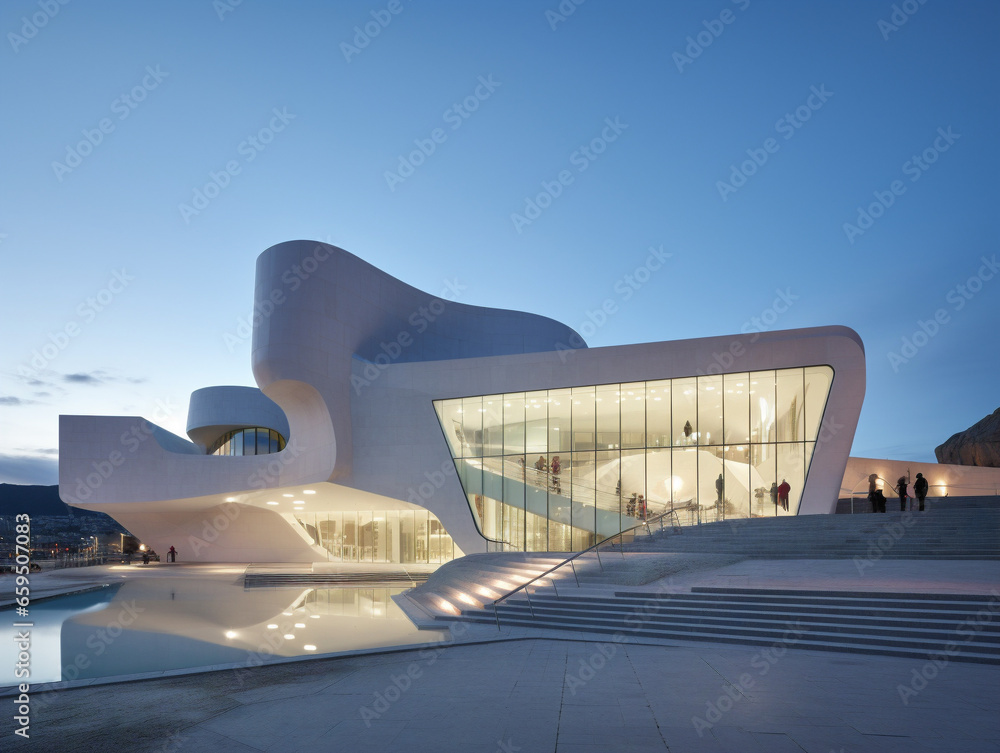 A modern art museum displaying imaginative installations and captivating works of art.