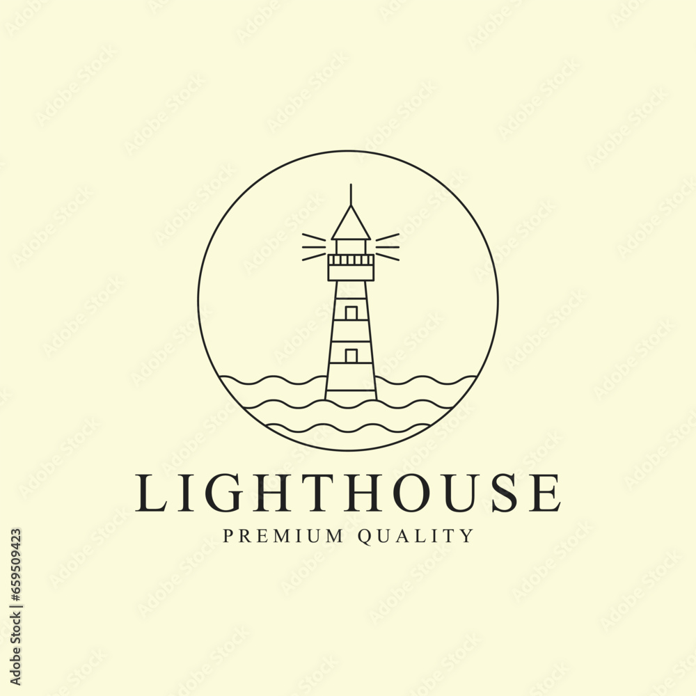 Lighthouse logo line art vector illustration template icon graphic design