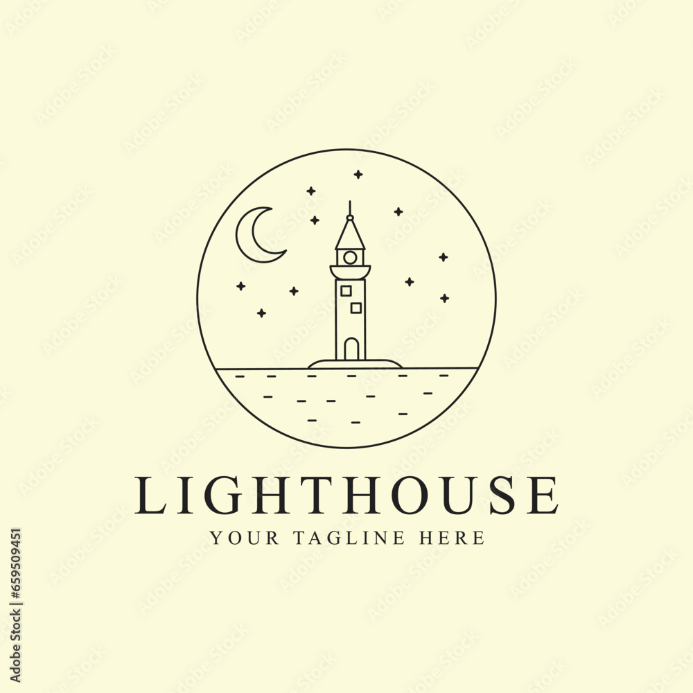 Lighthouse logo line art vector illustration template icon graphic design Lighthouse logo line art vector illustration template icon graphic design