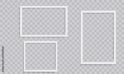 Vector Polaroid Frames: Realistic Photo Templates with Shadows. Vintage Card Set for Stock Use. Vector Illustratios on transparent background.