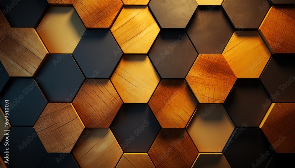 Photo of a wooden hexagonal wall Photo of a wooden hexagonal wall
