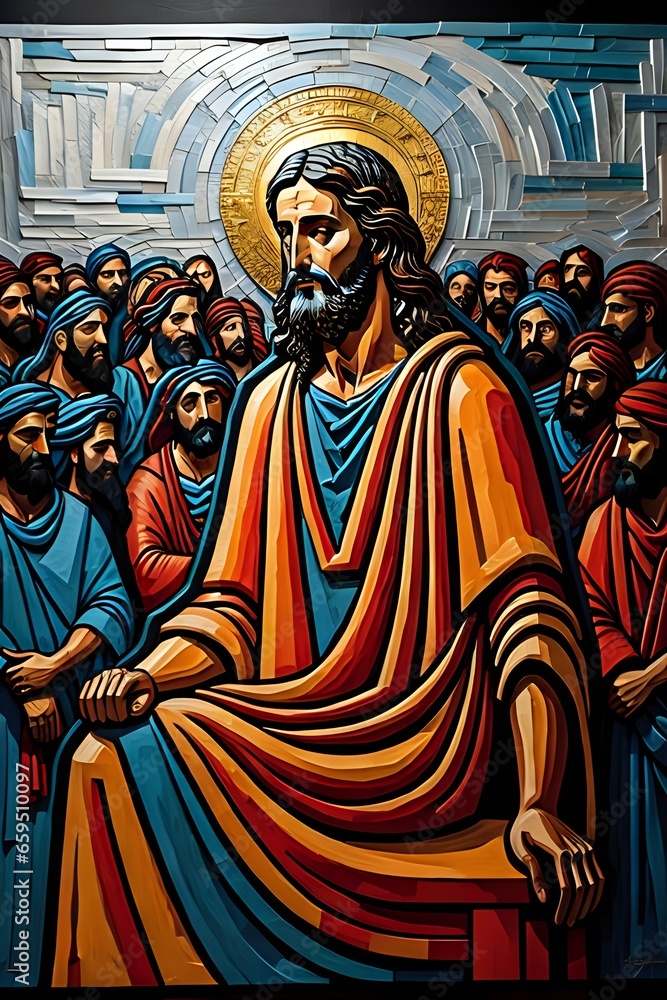 Fototapeta premium Photo of Jesus Christ oil painting made with Generative AI