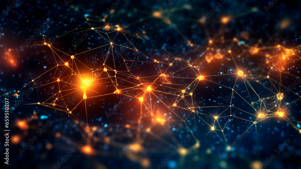 Fototapeta premium Visual representation of network connections, lines and nodes. Generative AI