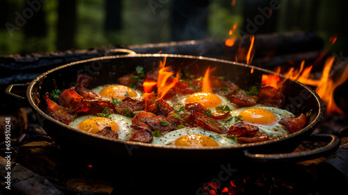 eggs in a frying pan.