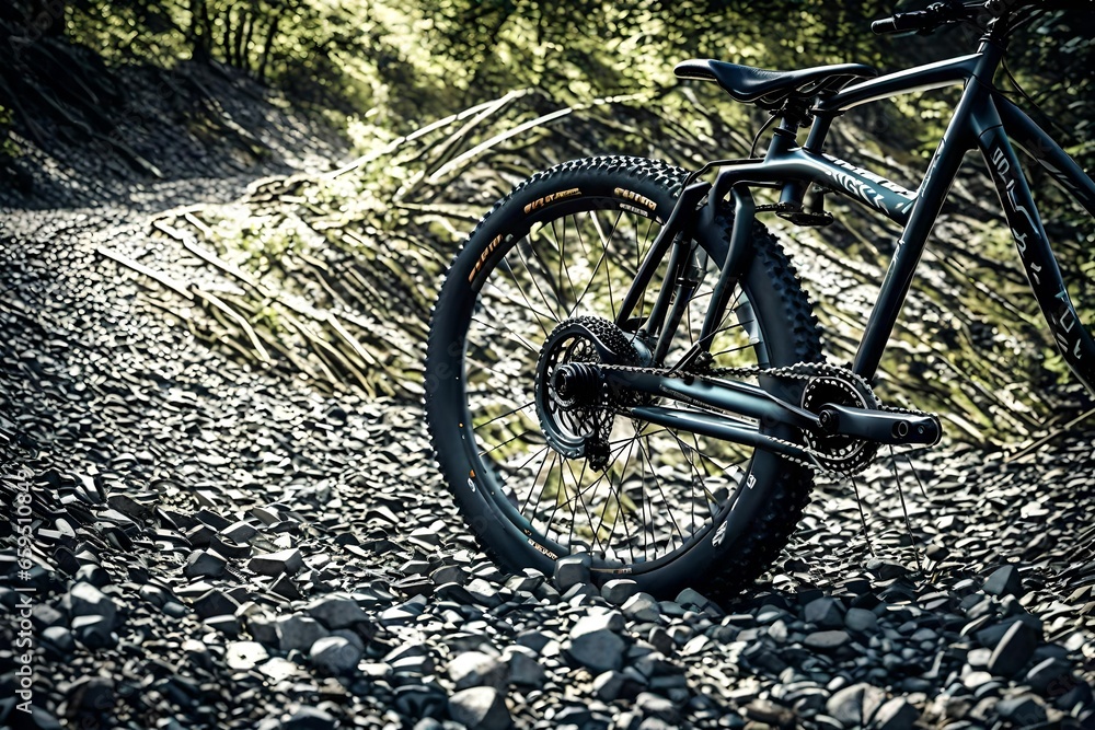Fototapeta premium bicycle wheel on the road