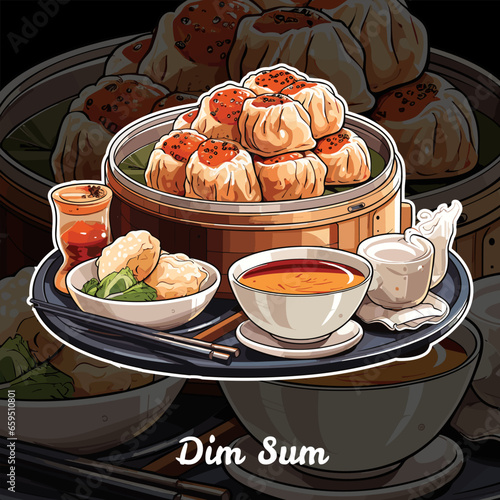 Realistic Vector Illustration of Dim Sum