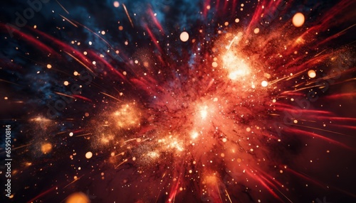 Photo of colorful fireworks lighting up the night sky in a dazzling display of lights and colors