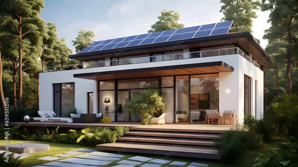 Eco-Friendly Modern Home with Solar Panels