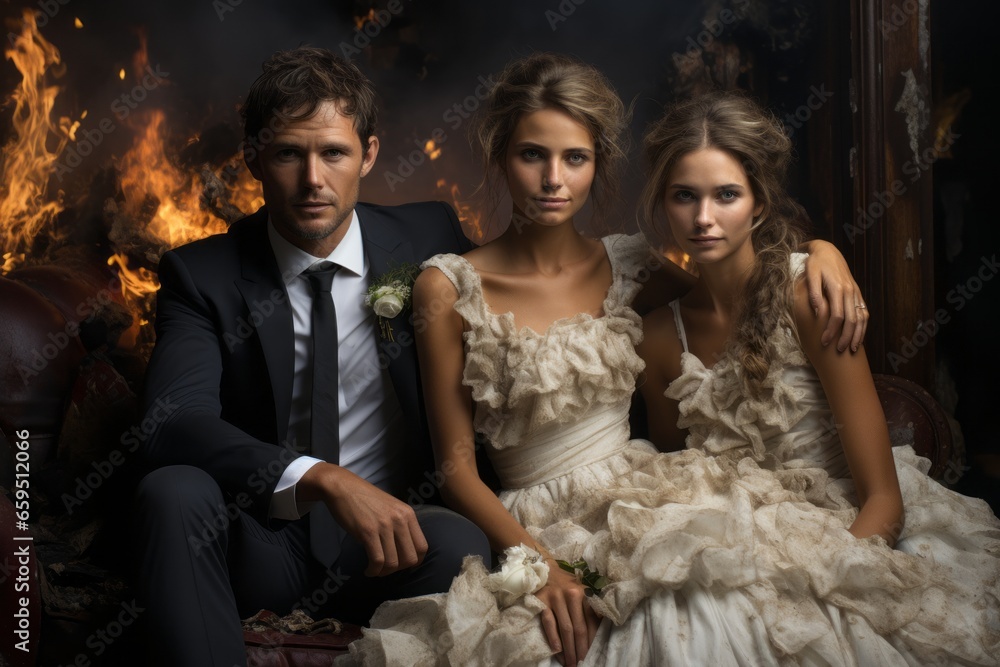 Fototapeta premium tender family wedding portrait