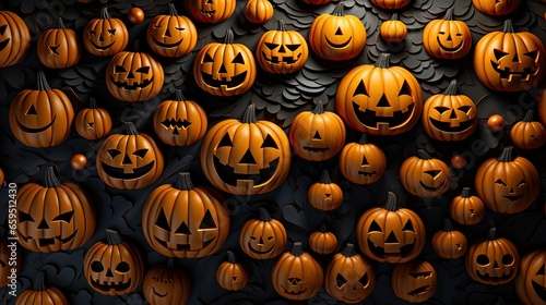3D Halloween background with pumpkins