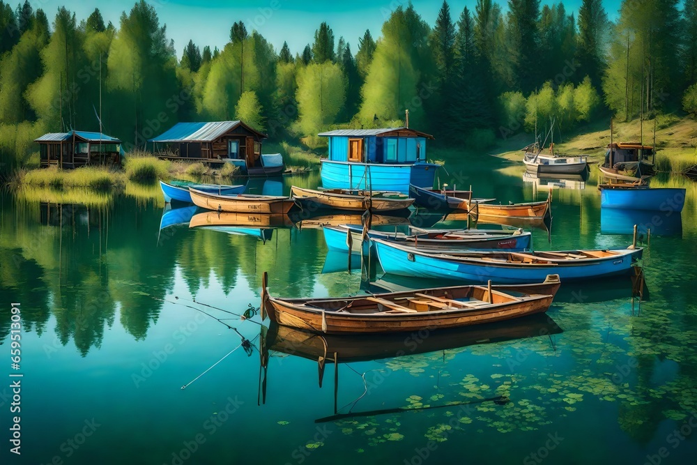 Obraz premium boats on the lake