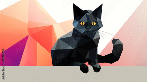 impressive geometrical cat artwork  modern design  ai generated image
