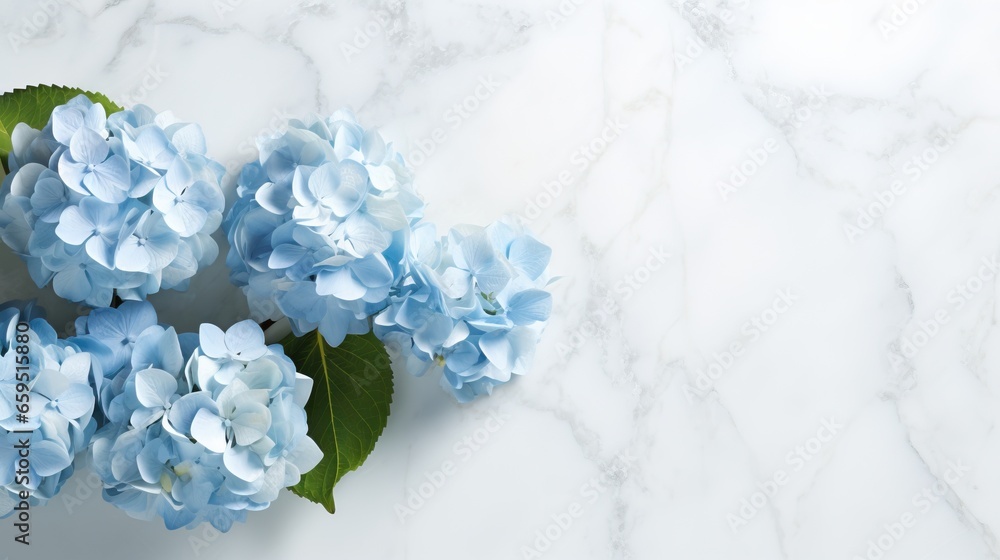 a bunch of blue flowers sitting on top of a table. generative ai a bunch of blue flowers sitting on top of a table. generative ai