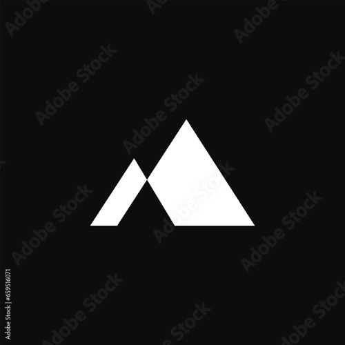 simple and minimalist gestalt cutout style letter M as mount with mount shape, simple elegant and bold logo 