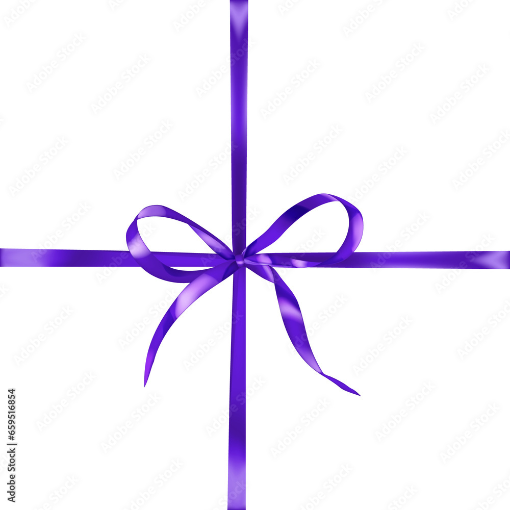 Purple bow made of narrow crosswise ribbon. Criss-cross arrangement Purple bow made of narrow crosswise ribbon. Criss-cross arrangement