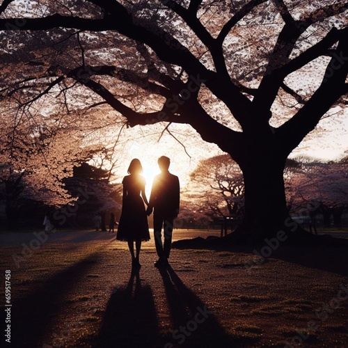silhouette of a couple on a tree, night, illustration, vector, sky, art, roma...