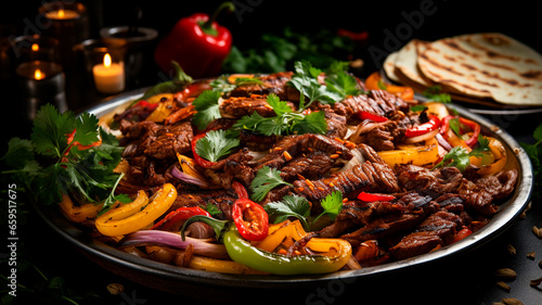 beef steak served with vegetables