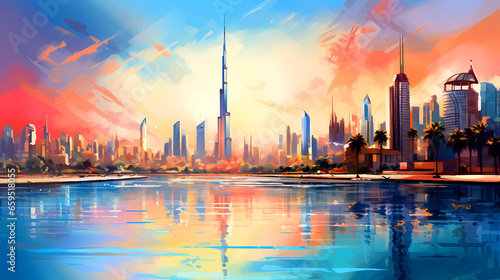 Illustration of the beautiful city of Dubai. United Arab Emirates photo