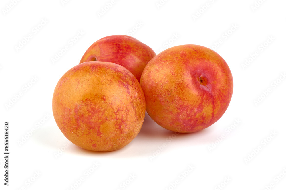 Fresh Aprium fruits, orange apricots, isolated on white background. Fresh Aprium fruits, orange apricots, isolated on white background.