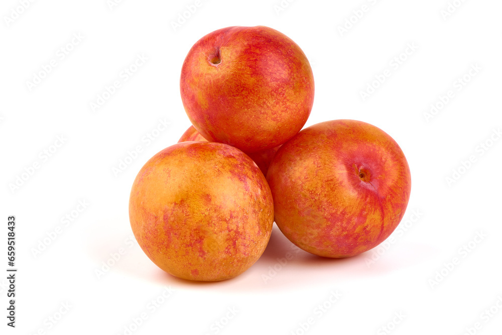 Fresh Aprium fruits, orange apricots, isolated on white background. Fresh Aprium fruits, orange apricots, isolated on white background.