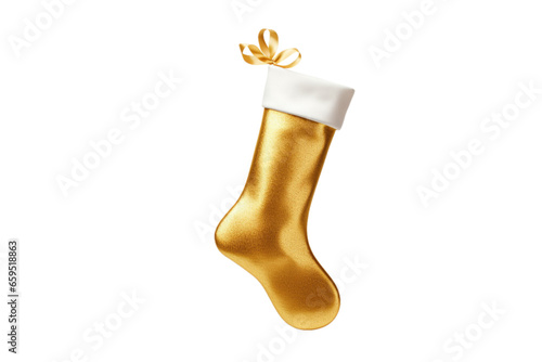 AI Generated Gold Christmas Stocking with White Top, 3d Graphic Image 