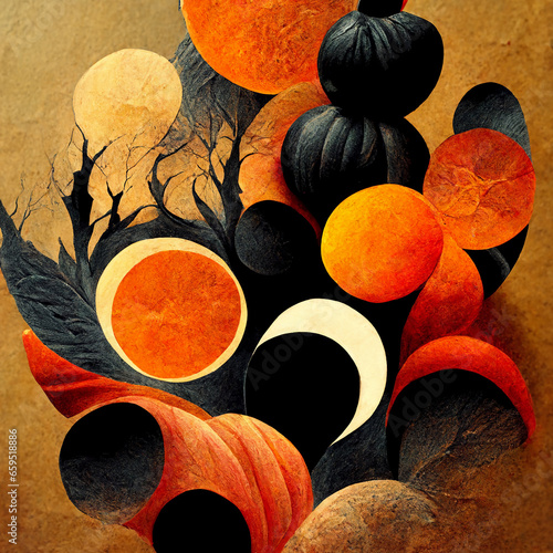 Halloween black and orange festival abstract art