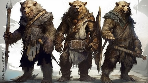 parody Bugbears resembled hairy feral goblins standing.Generative AI
