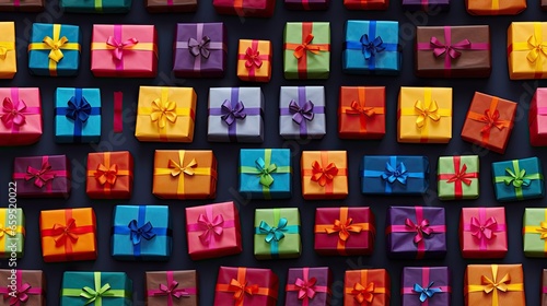  a group of colorful wrapped presents sitting next to each other.  generative ai