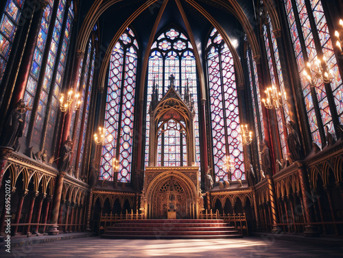 "A mesmerizing Gothic cathedral featuring intricate stained glass windows, exuding an aura of sublime beauty."