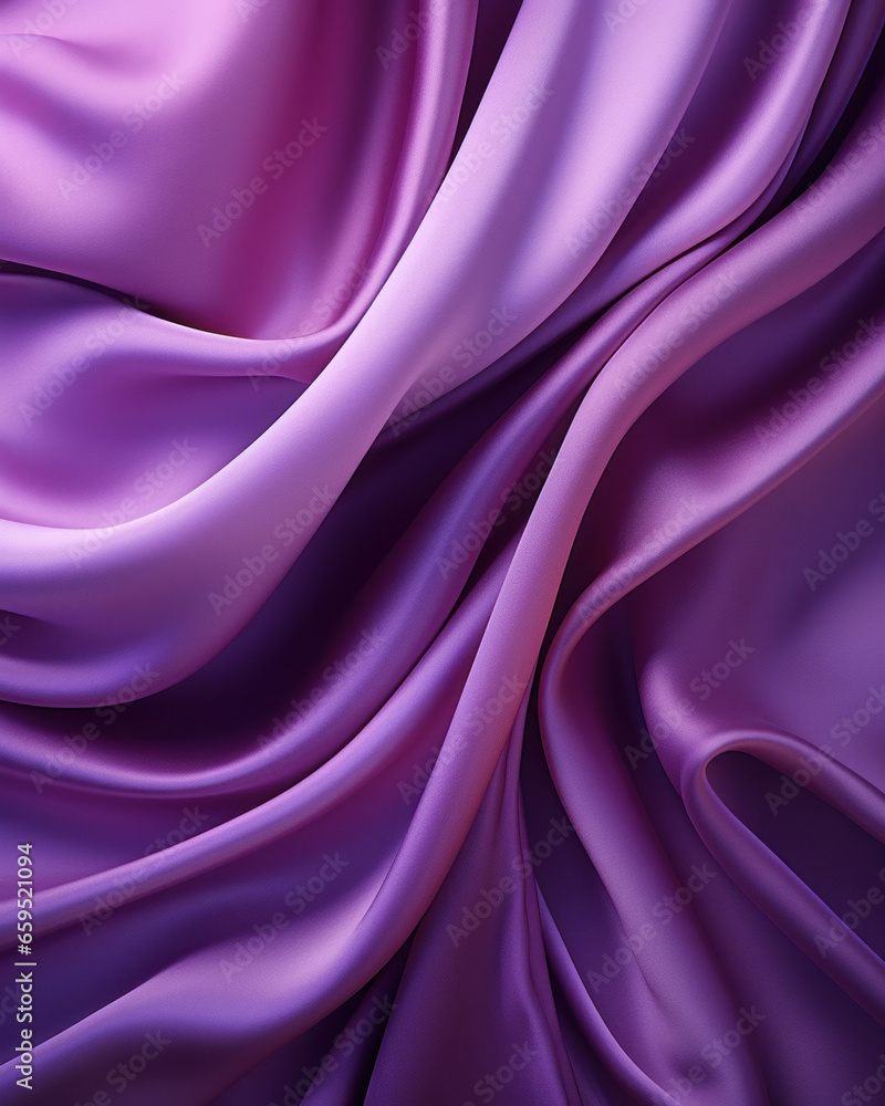 Obraz premium Background of flowing shiny purple violet satin or silk, fashionable bright background of smooth silky fabric