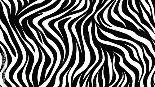  a black and white zebra print pattern with wavy lines on it. generative ai