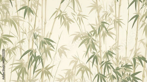  a picture of a wall with a lot of bamboo leaves on it.  generative ai