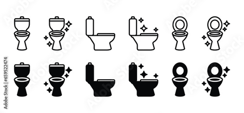 Toilet icons. Sitting toilet icon. Public WC and Bathroom thin line icon symbol. Clean bathroom. Vector illustration
