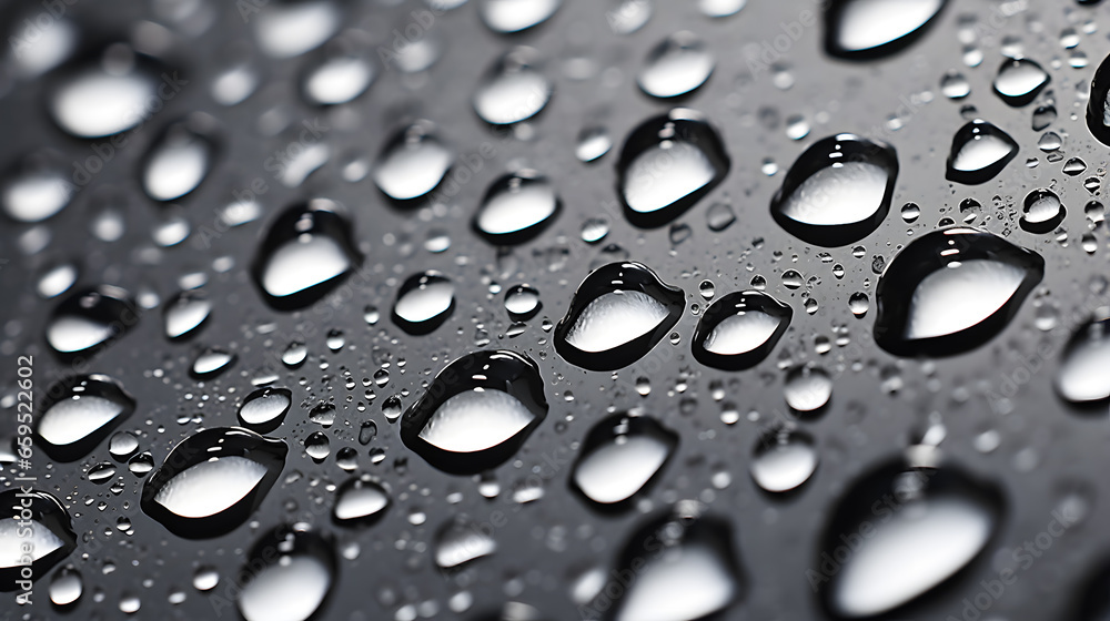 Shallow depth of field water drops on a black background