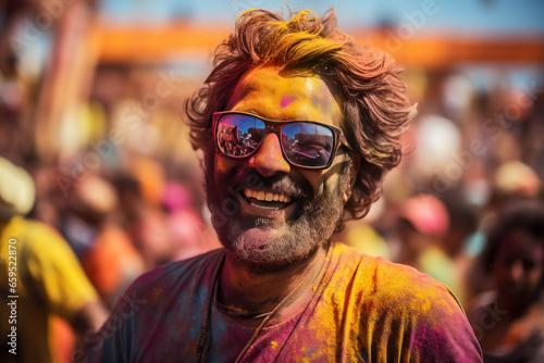 Annual Hindu spring festival Holi , Love and Spring, people rejoice at the holiday