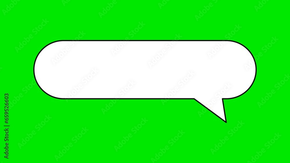 Animated white outlined speech bubble, chat balloon icon. Animated white outlined speech bubble, chat balloon icon.