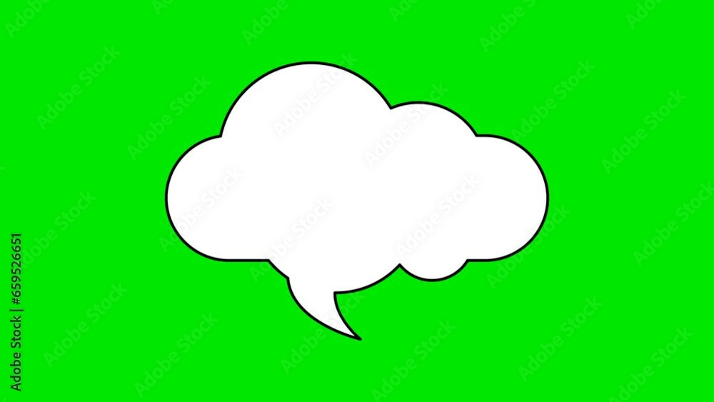 Animated white outlined speech bubble, chat balloon icon. Animated white outlined speech bubble, chat balloon icon.