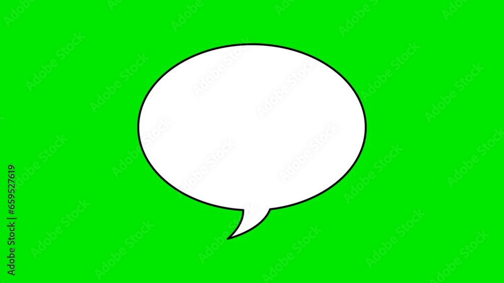 Animated white outlined speech bubble, chat balloon icon. Animated white outlined speech bubble, chat balloon icon.