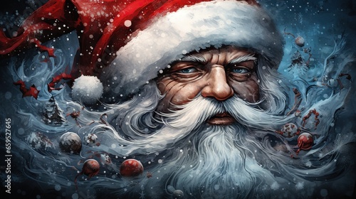  a painting of a santa clause with a beard and beard.  generative ai photo