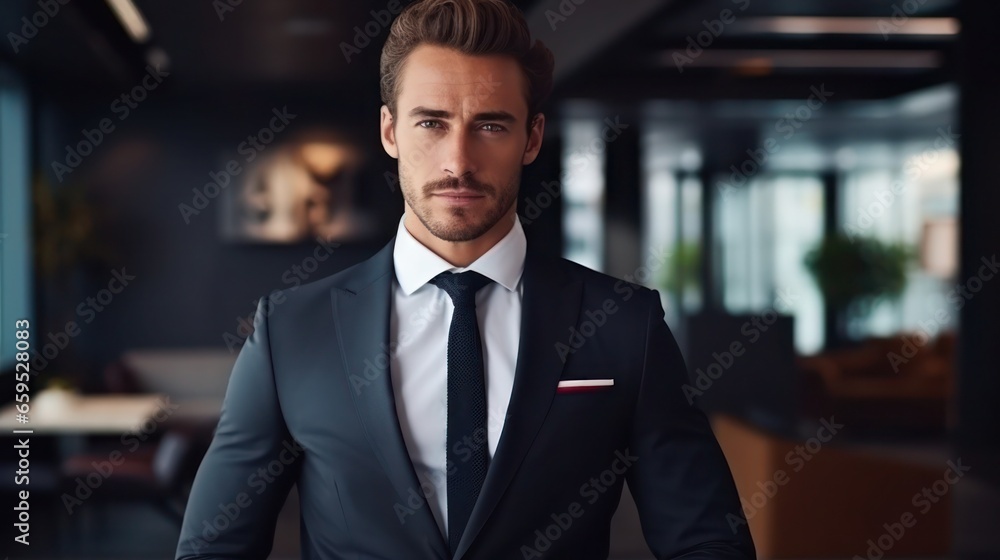 Portrait of handsome young businessman in office